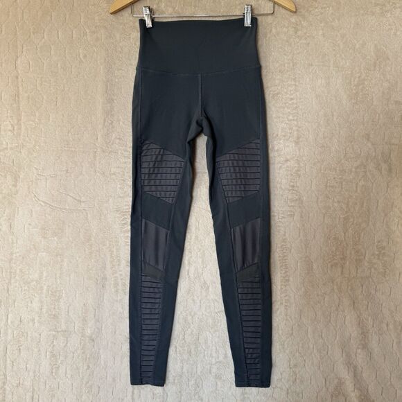 Alo Yoga Leggings Womens XS (2-4)‎ Gray High Waisted Moto Gym Running Athleisure - Picture 14 of 16